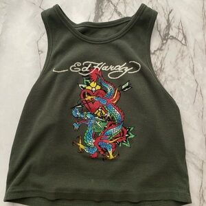 Ed hardy olive green tank